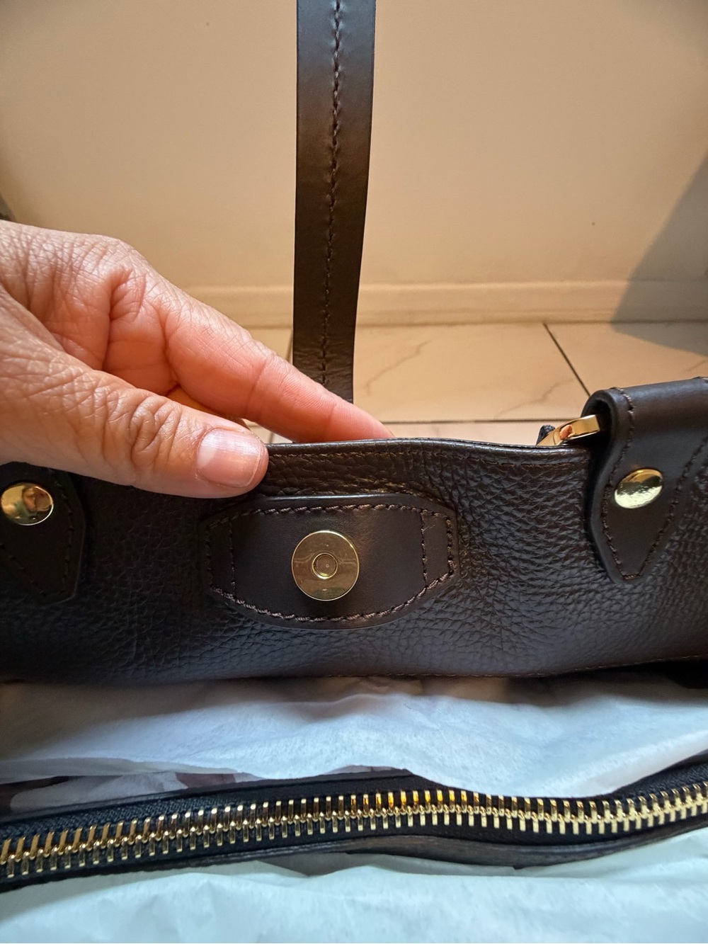 Divina Firenze Dark Brown Leather Tote Bag - Picture 14 of 16